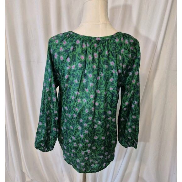Roller Rabbit Emerald Green Purple Cello Lucy Blouse Top XS - Picture 6 of 7